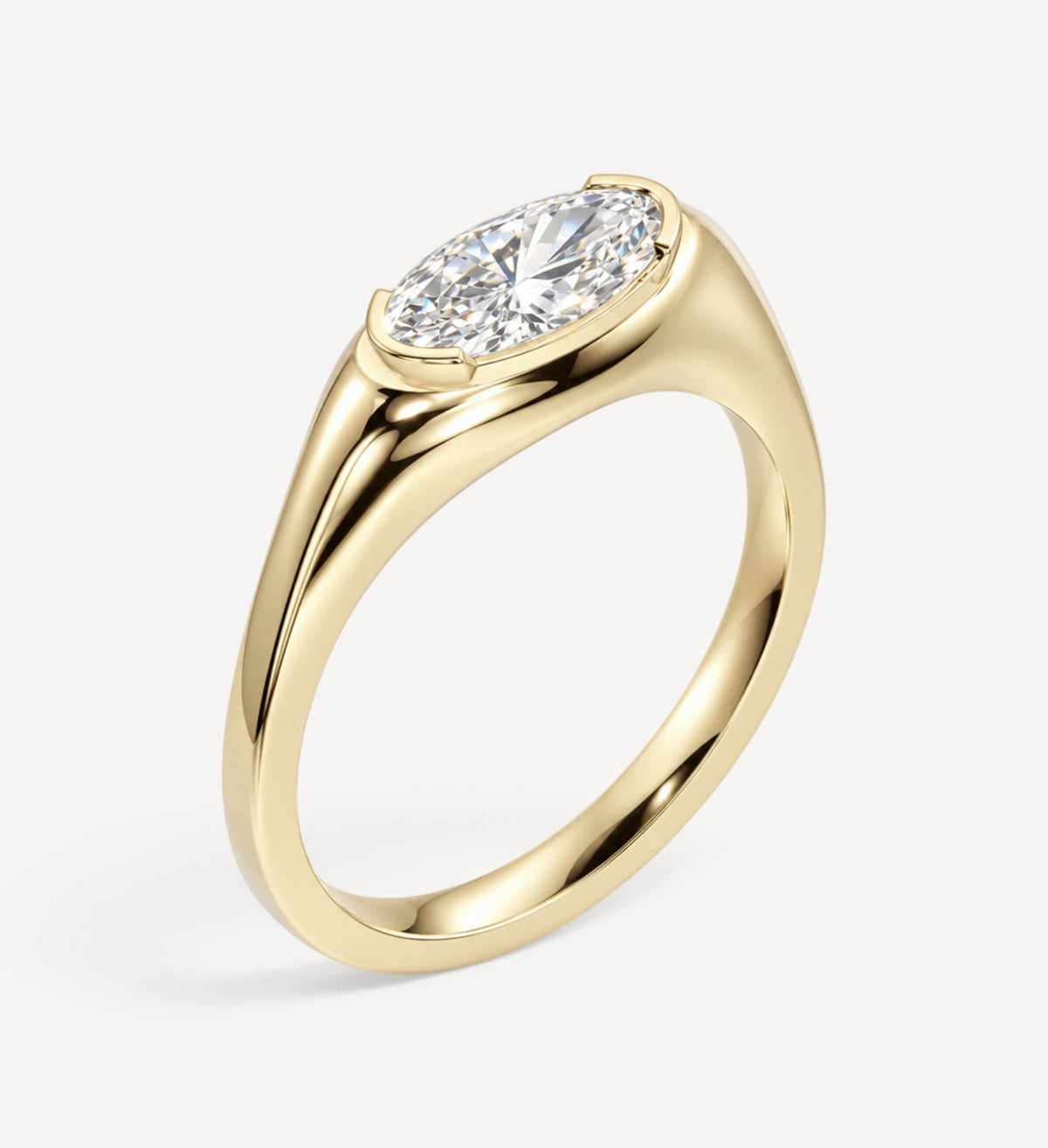 Moval Diamond Bezel Signet Ring | One Of A Kind