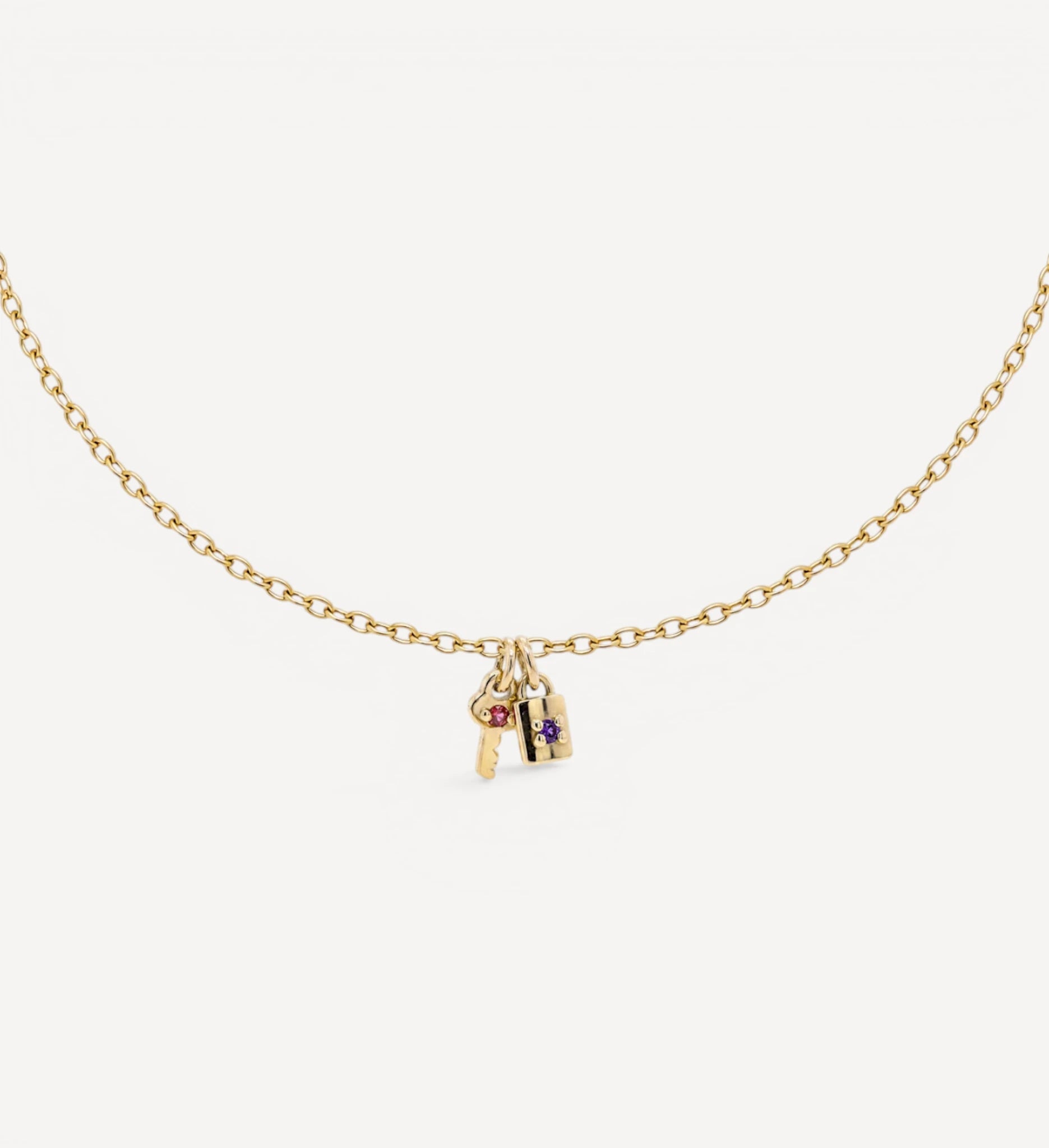 Mini Key & Padlock Bracelet | birthstone