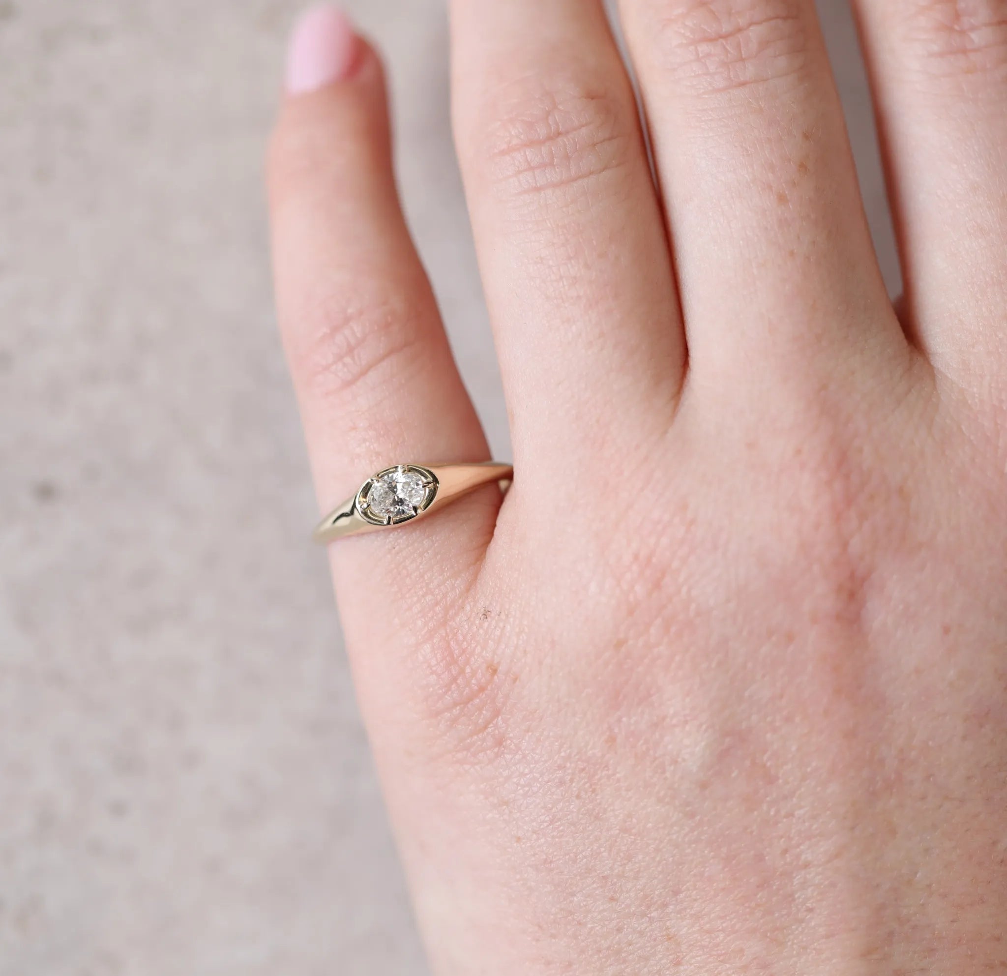 Leon Signet Ring | 0.30ct Oval Diamond