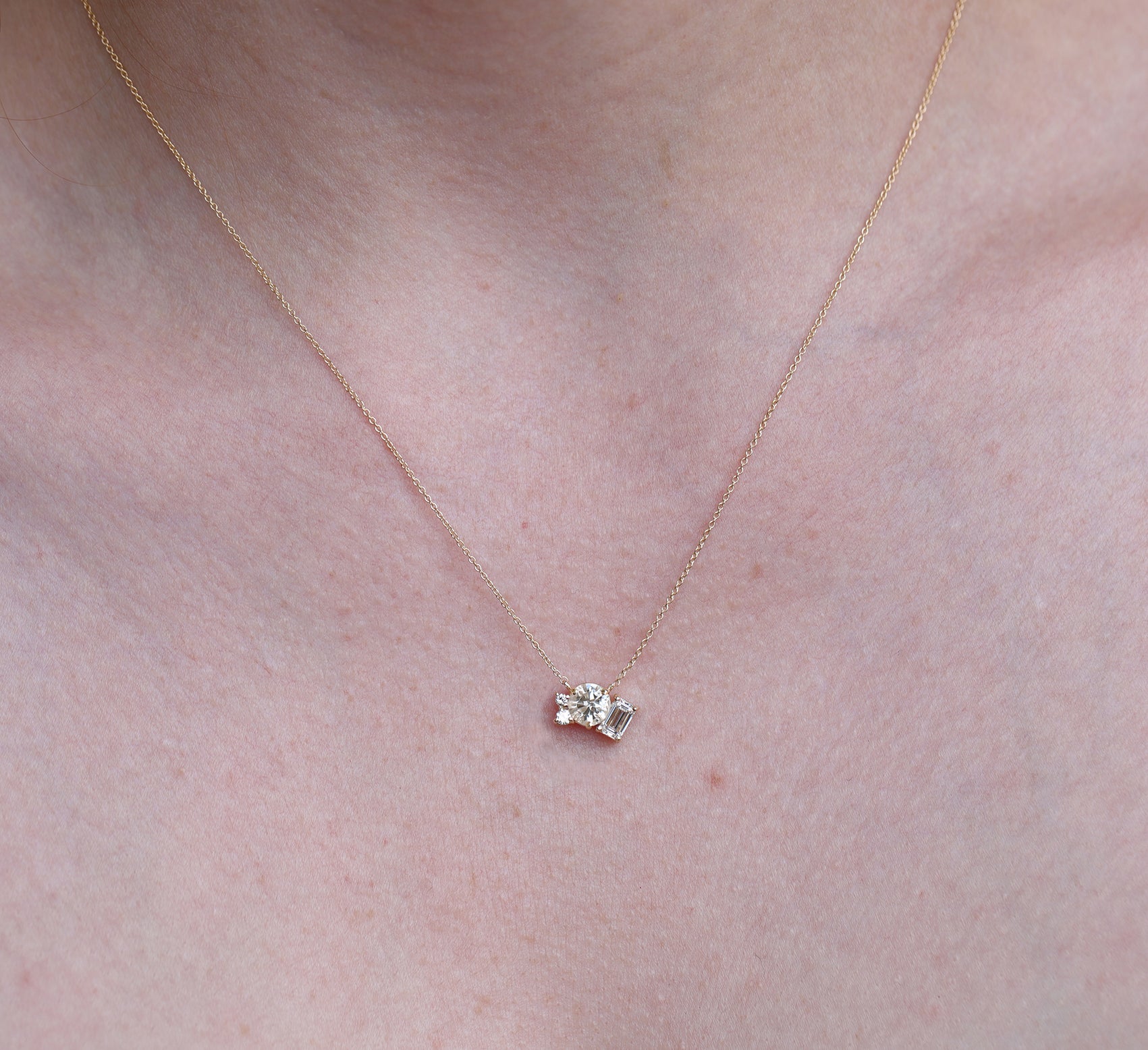 Natural Diamond Cluster Necklace | One Of A Kind
