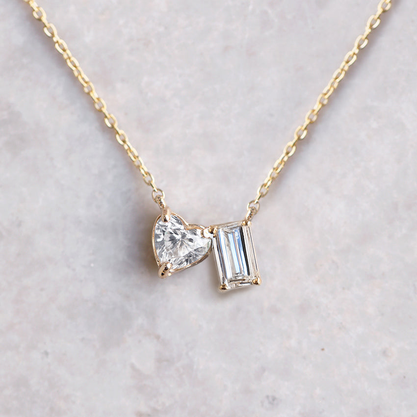 Diamond Heart Toi et Moi Necklace | One Of A Kind