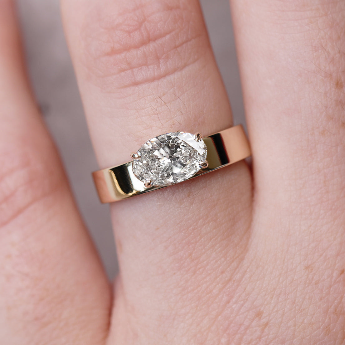 1ct Horizontal Oval Diamond Ring | One Of A Kind