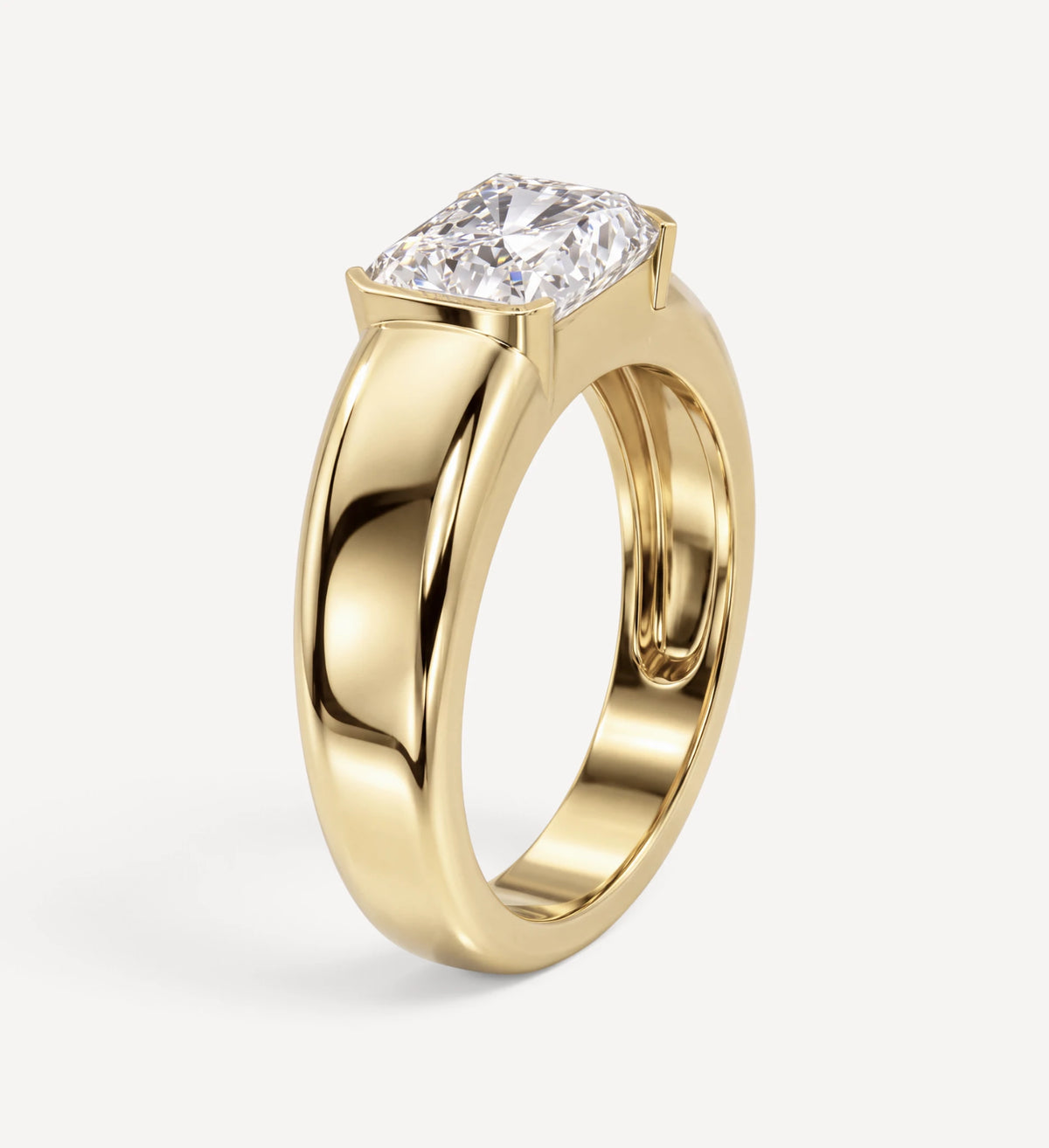 3ct Radiant Diamond Half Bezel Solitaire | One Of A Kind