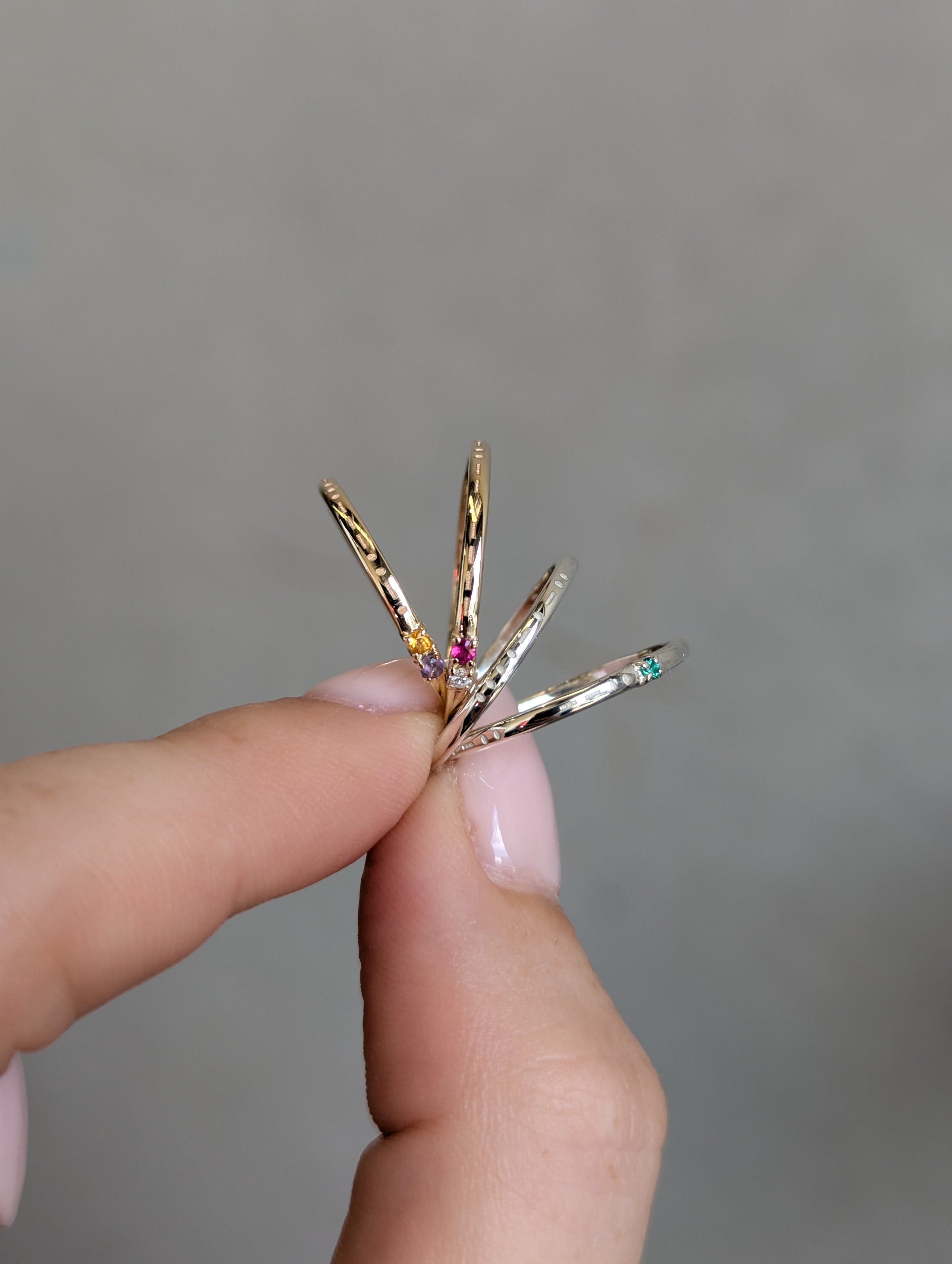 Engraved Morse Code Ring | Two Birthstone