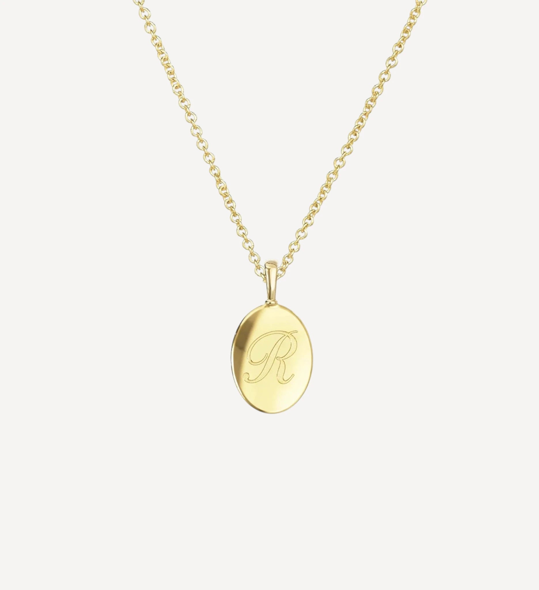 Signature Initial Necklace | Engraved Oval