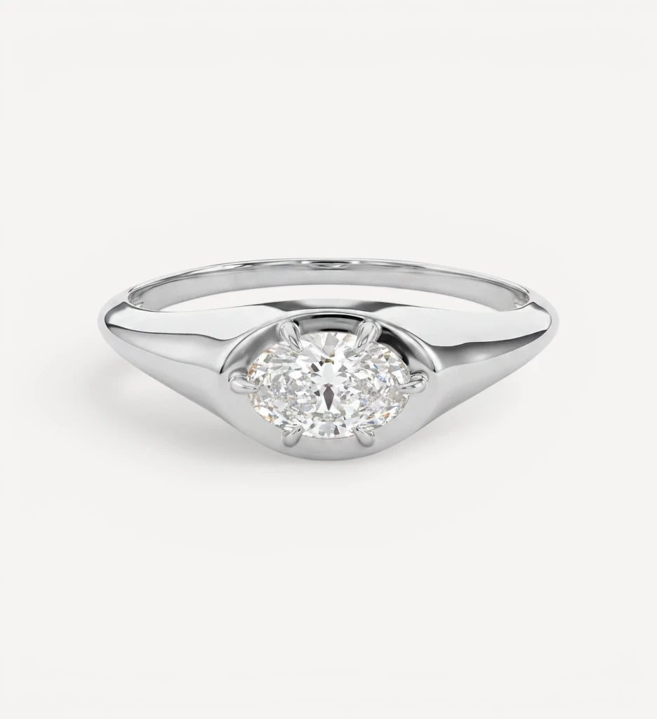 Leon Signet Ring | 0.30ct Oval Diamond