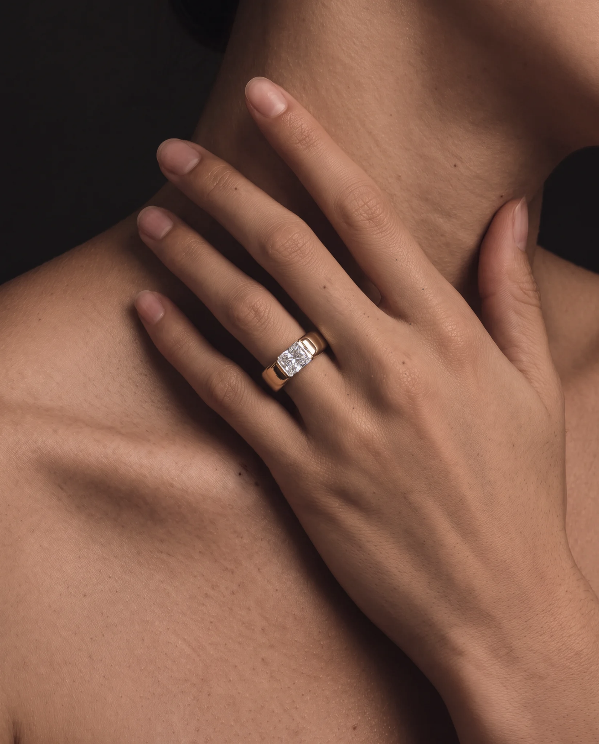 3ct Radiant Diamond Half Bezel Solitaire | One Of A Kind