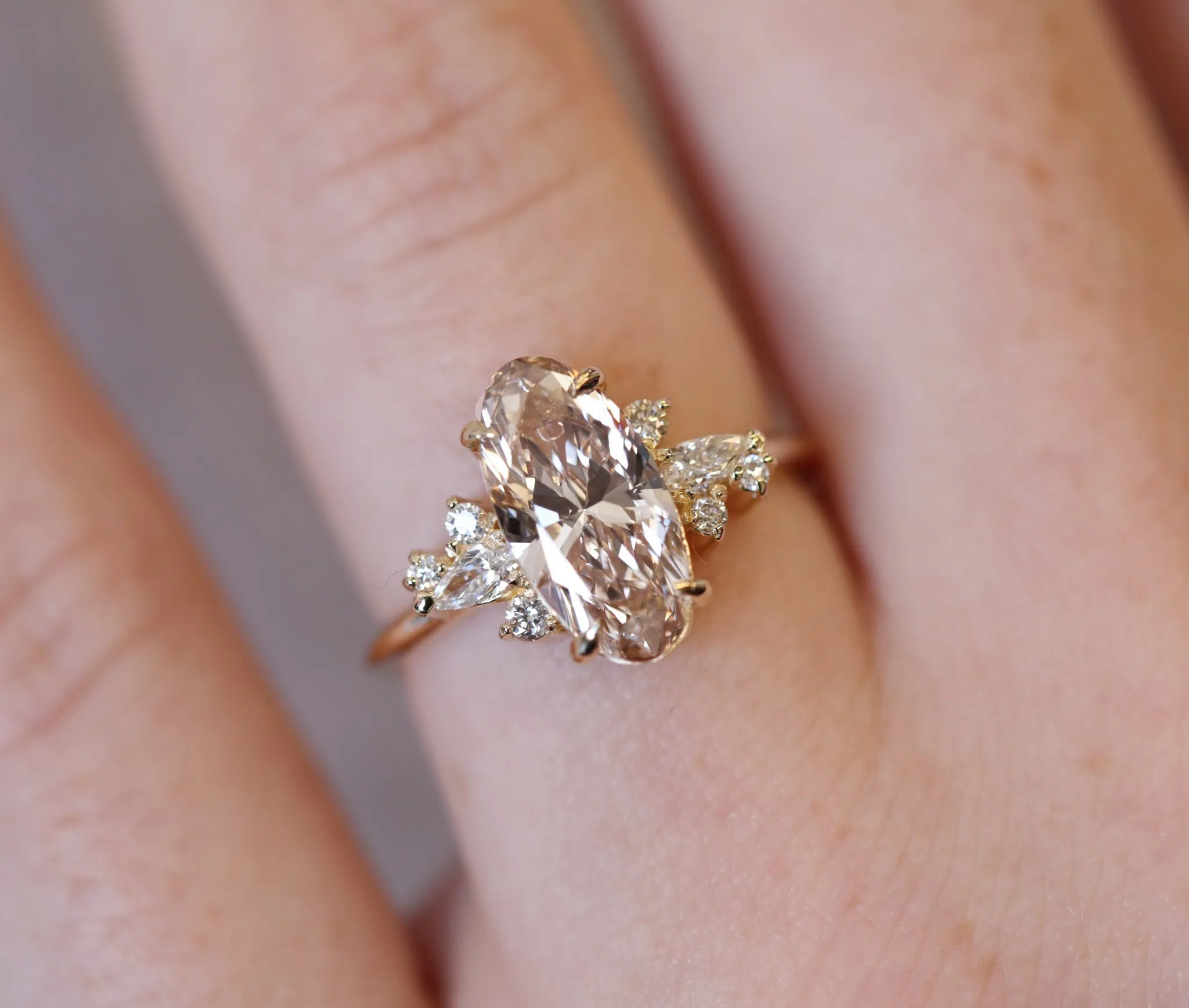 2.09ct Moval Champagne Diamond Cluster | One Of A Kind