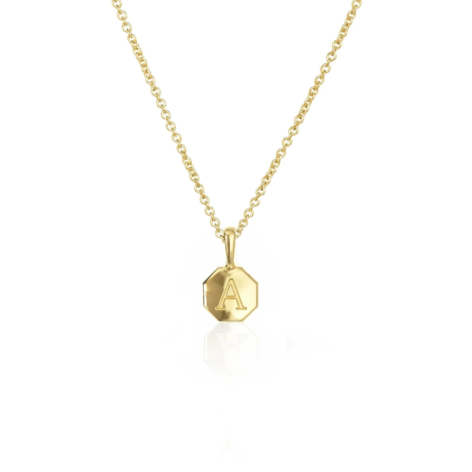Petite Signature Initial Necklace II | Engraved Octagon