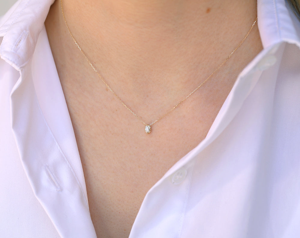 Marquise Slider Necklace | Small Diamond