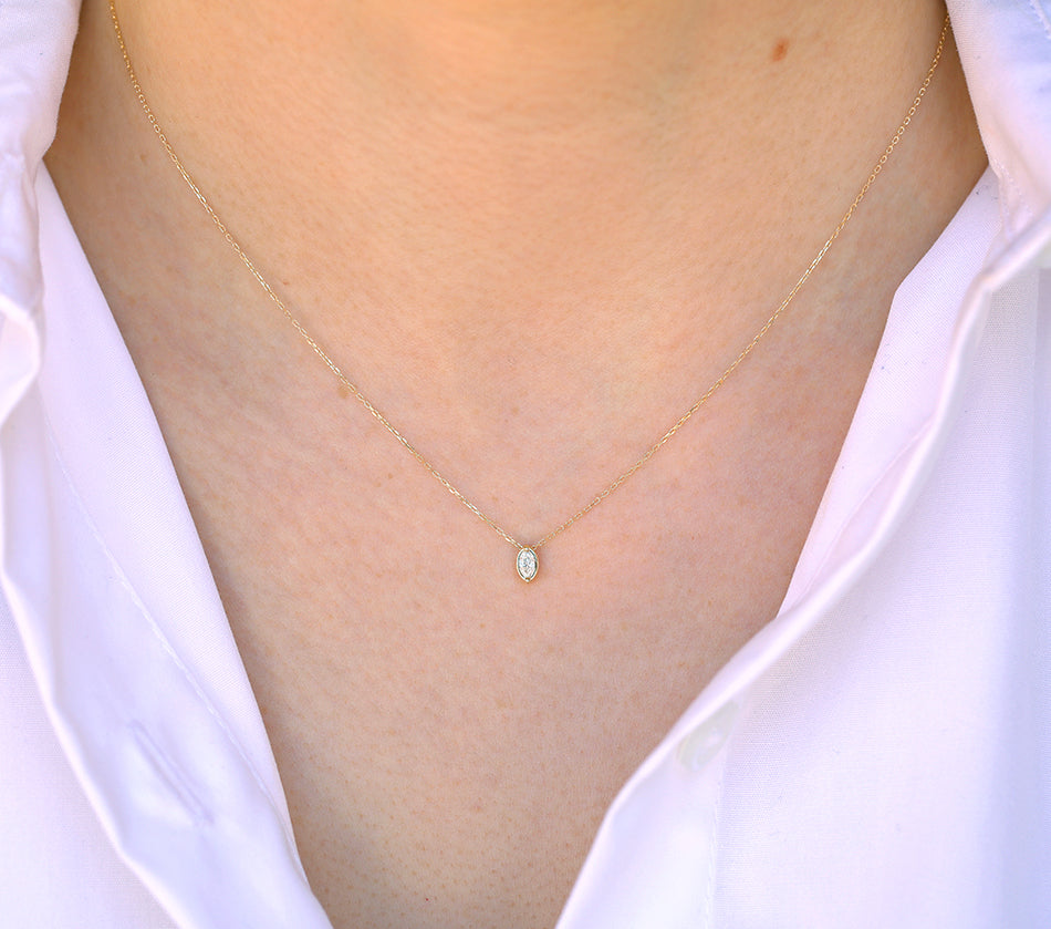 Marquise Slider Necklace | Small Diamond
