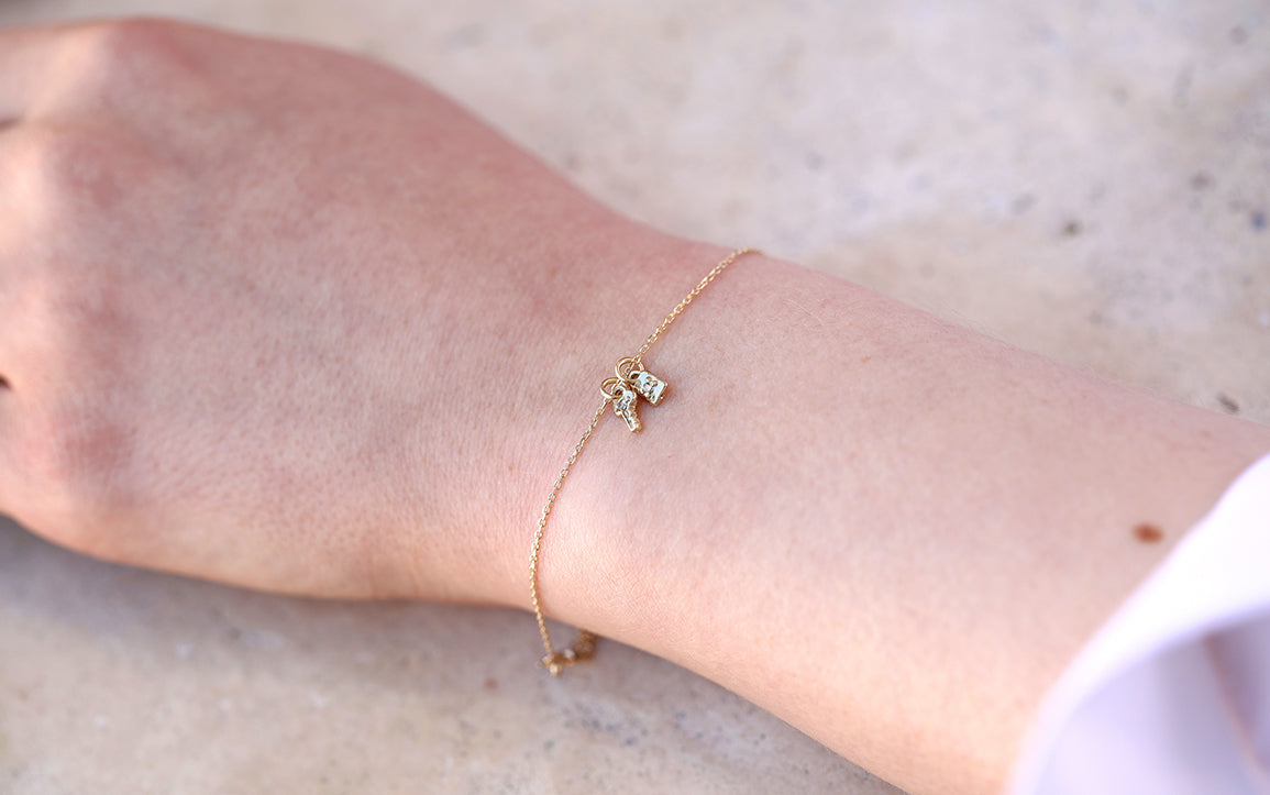 Mini Key & Padlock Bracelet II | birthstone
