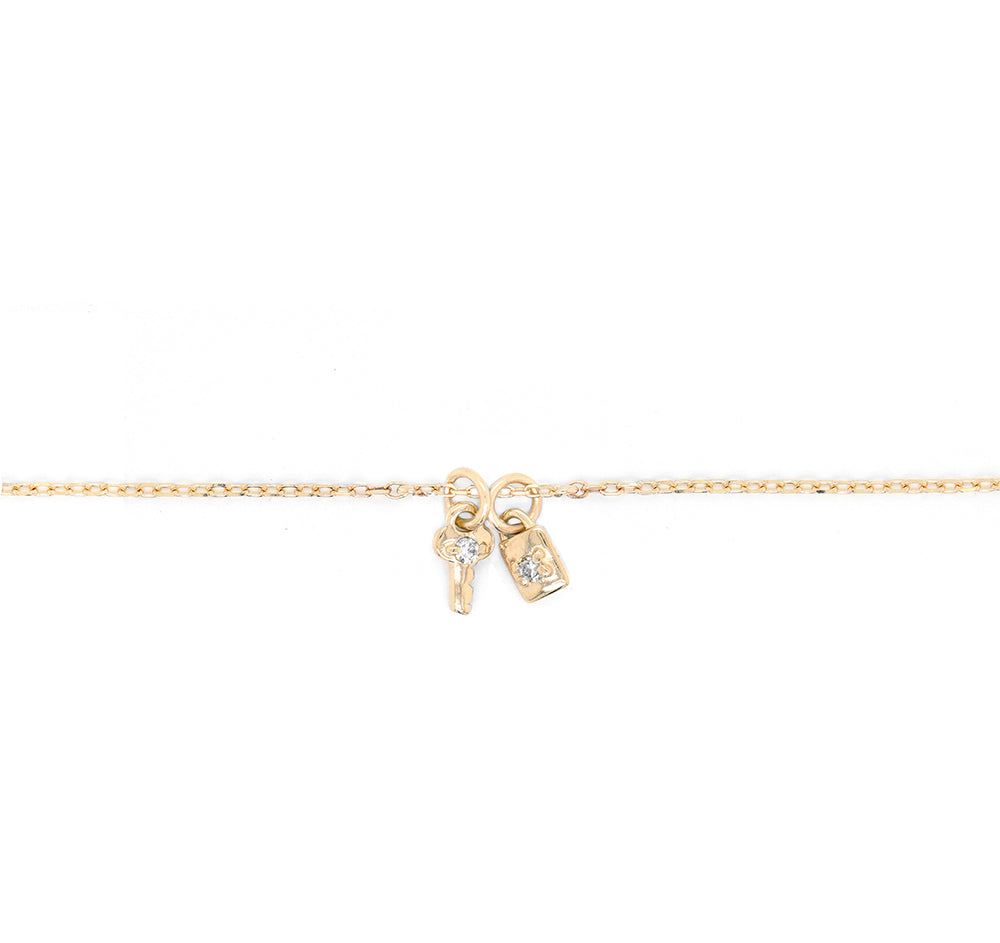 Mini Key & Padlock Bracelet II | birthstone