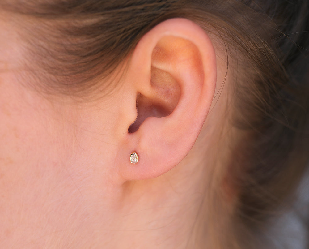 Petite Pear Diamond Studs