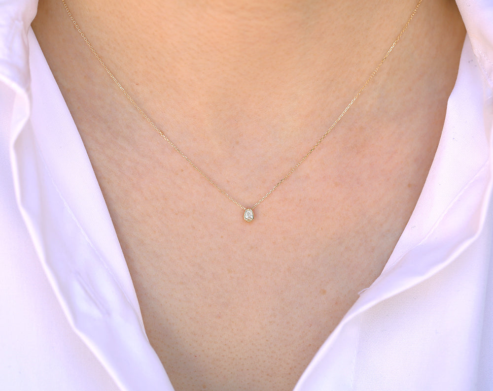 Pear Slider Necklace | Small Diamond