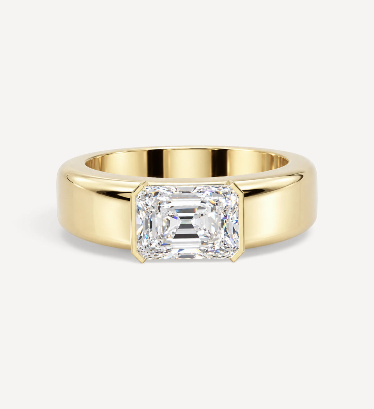 3ct Radiant Diamond Half Bezel Solitaire | One Of A Kind