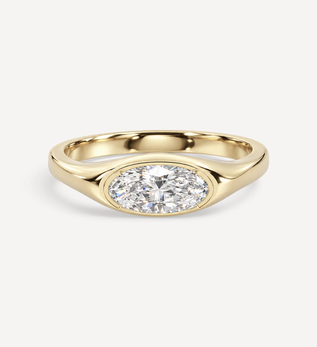 Moval Diamond Bezel Signet Ring | One Of A Kind