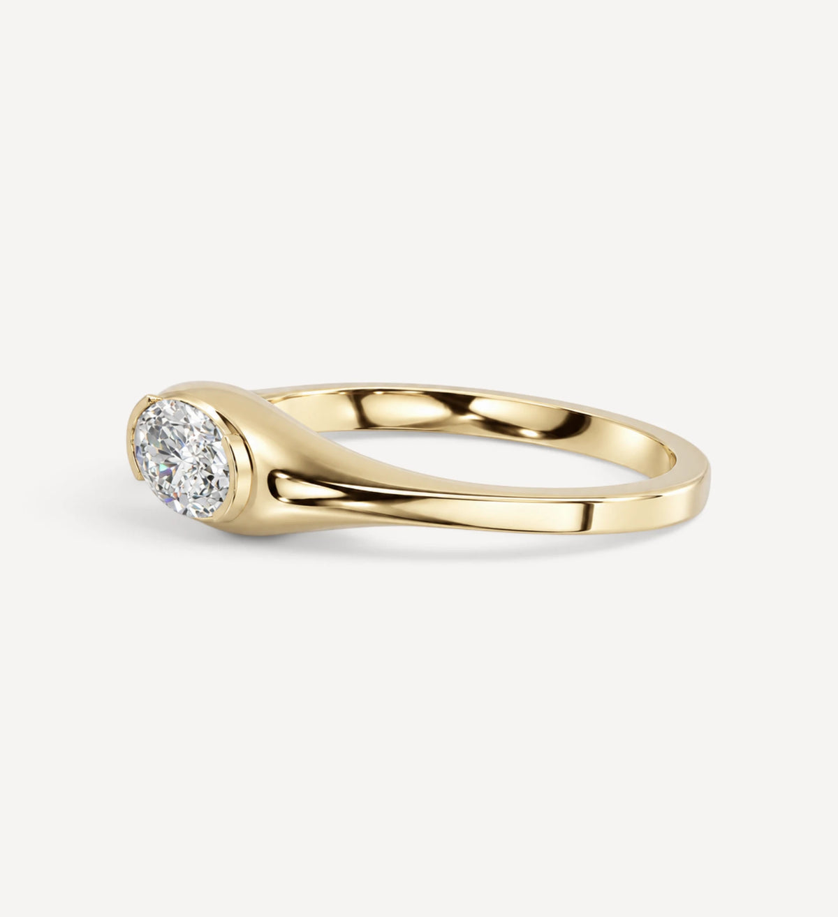 Moval Diamond Bezel Signet Ring | One Of A Kind