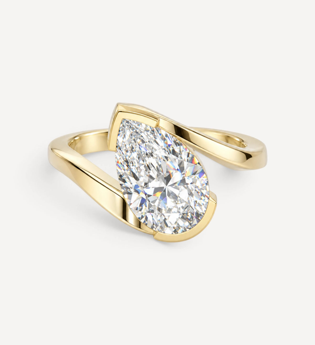 3.36ct Pear Diamond Half Bezel | One Of A Kind