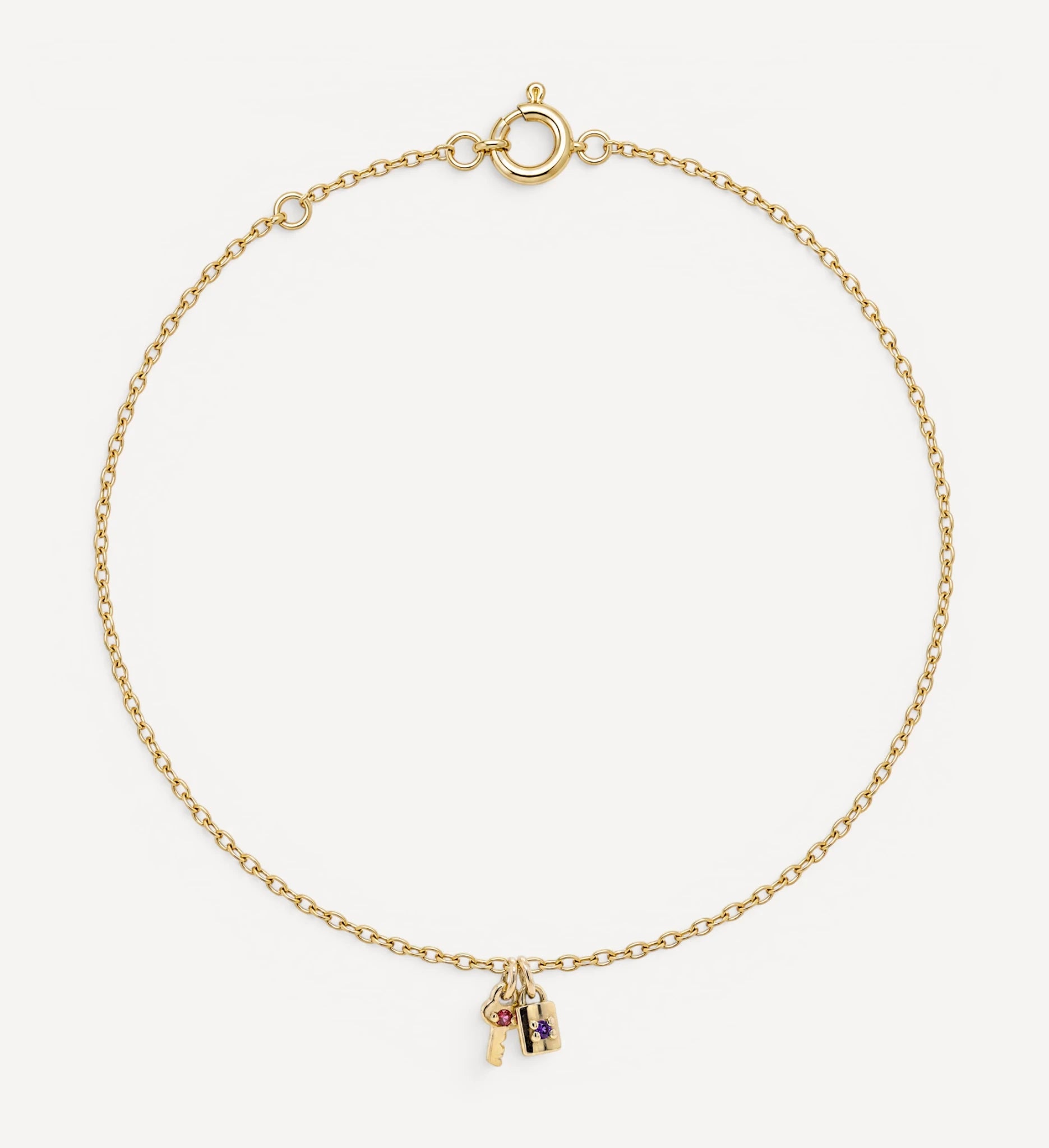 Mini Key & Padlock Bracelet | birthstone