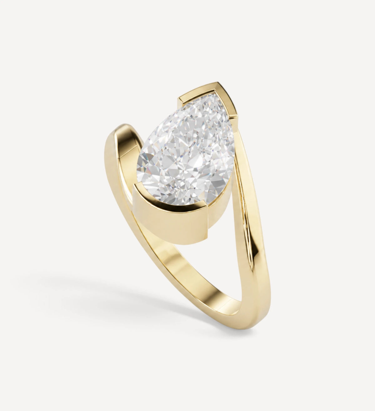 3.36ct Pear Diamond Half Bezel | One Of A Kind