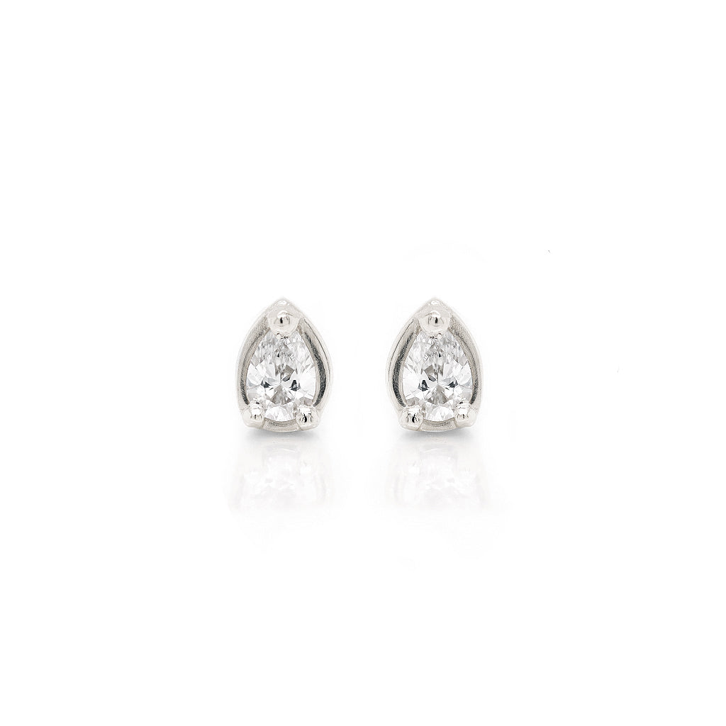 Petite Pear Diamond Studs