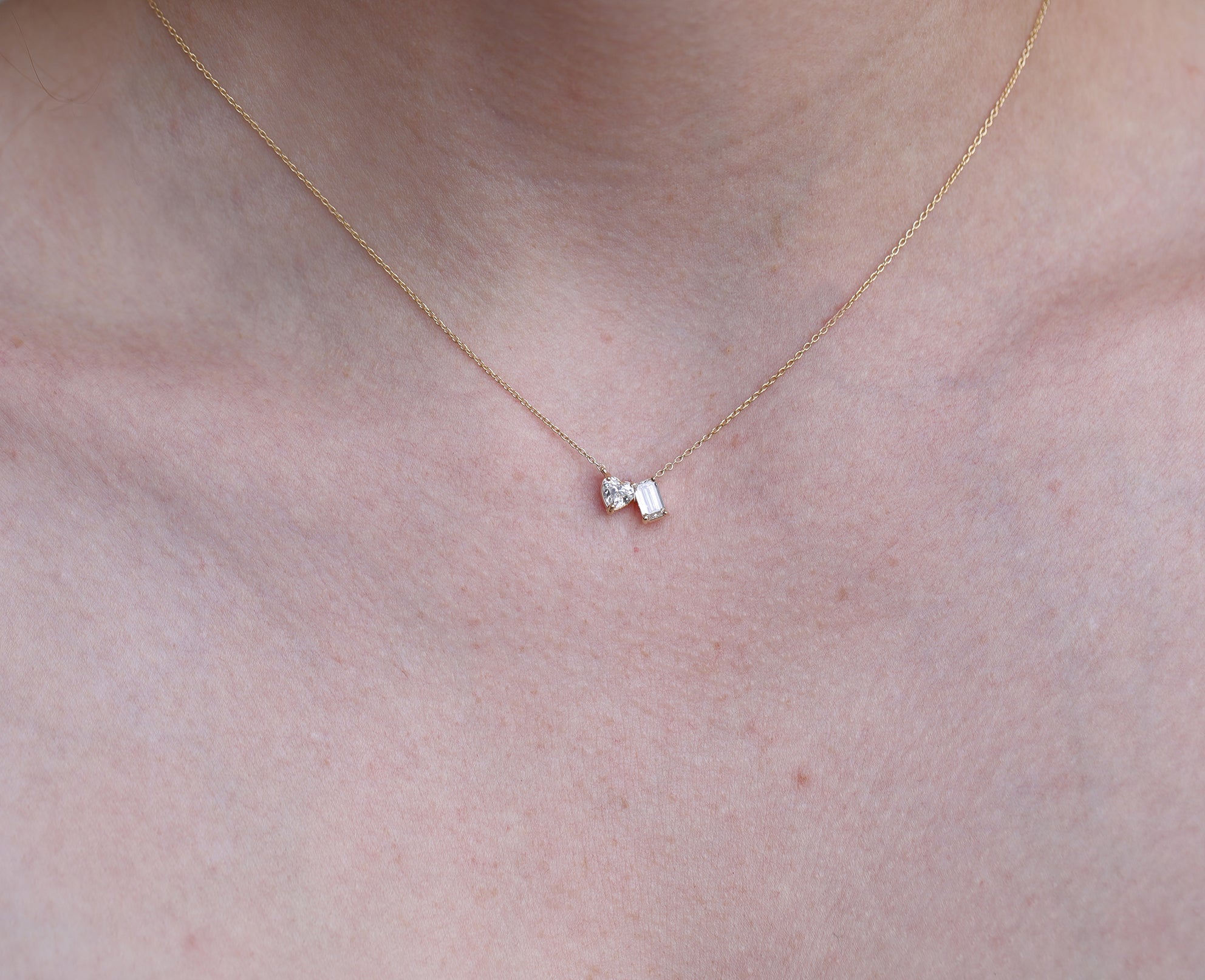 Diamond Heart Toi et Moi Necklace | One Of A Kind