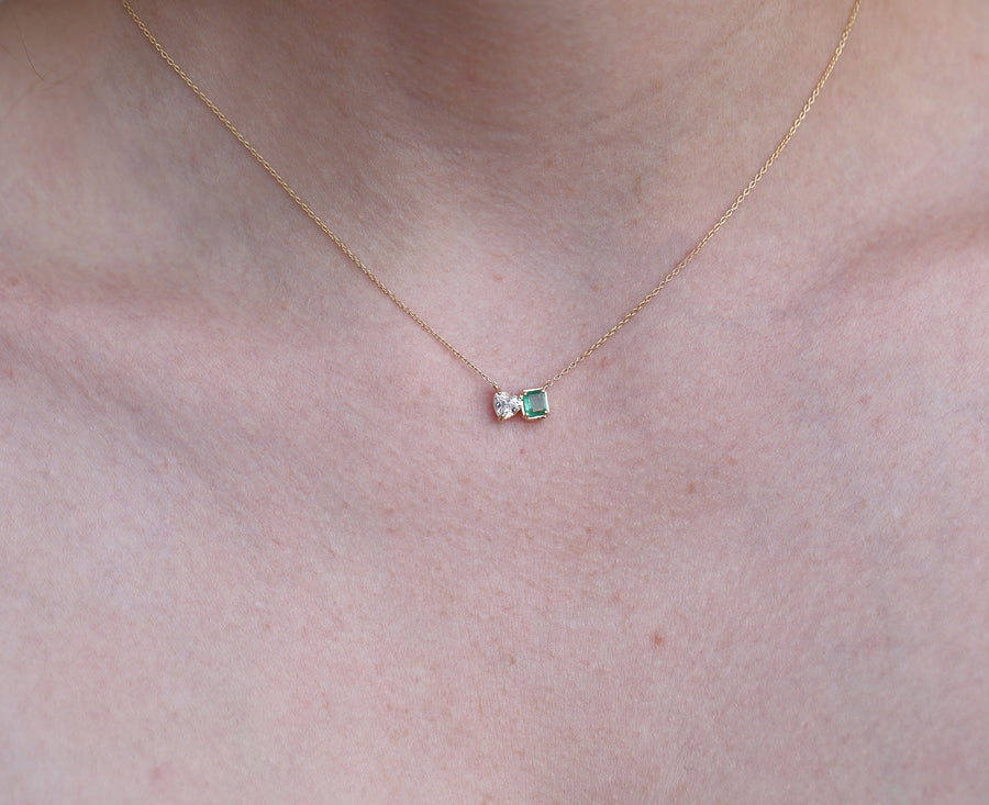 Diamond Heart & Emerald Necklace | One Of A Kind