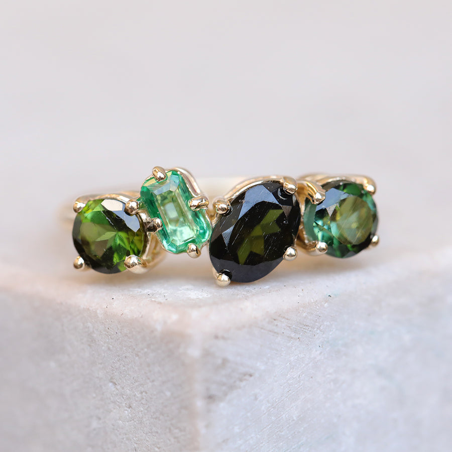 2.14ct Green Cluster Ring | One Of A Kind