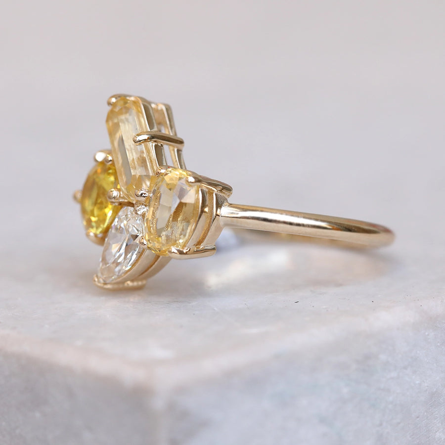 3.73ct Yellow Sapphire & Diamond Cluster Ring | One Of A Kind