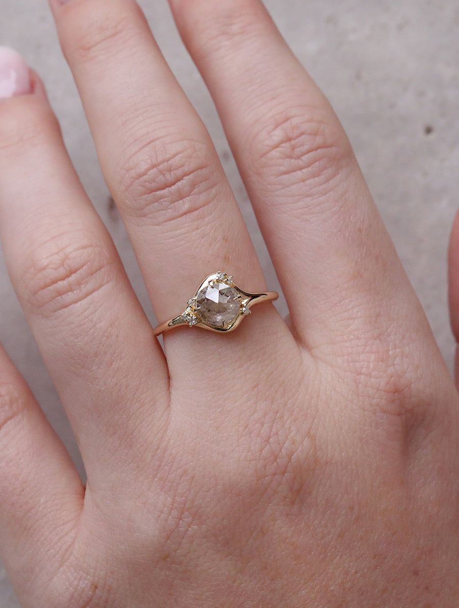 0.80ct Organic Salt & Pepper Ring | One Of A Kind