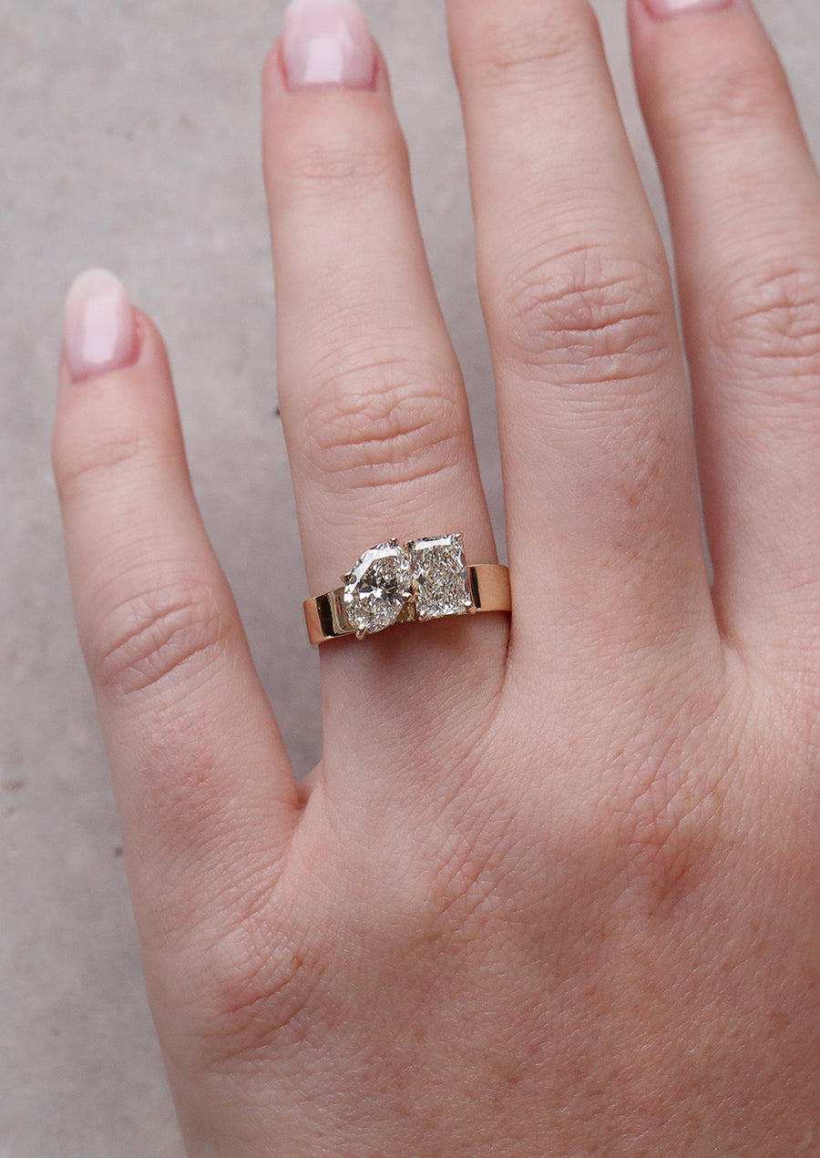 2.09ct Toi et Moi Oval & Radiant Diamond | One Of A Kind