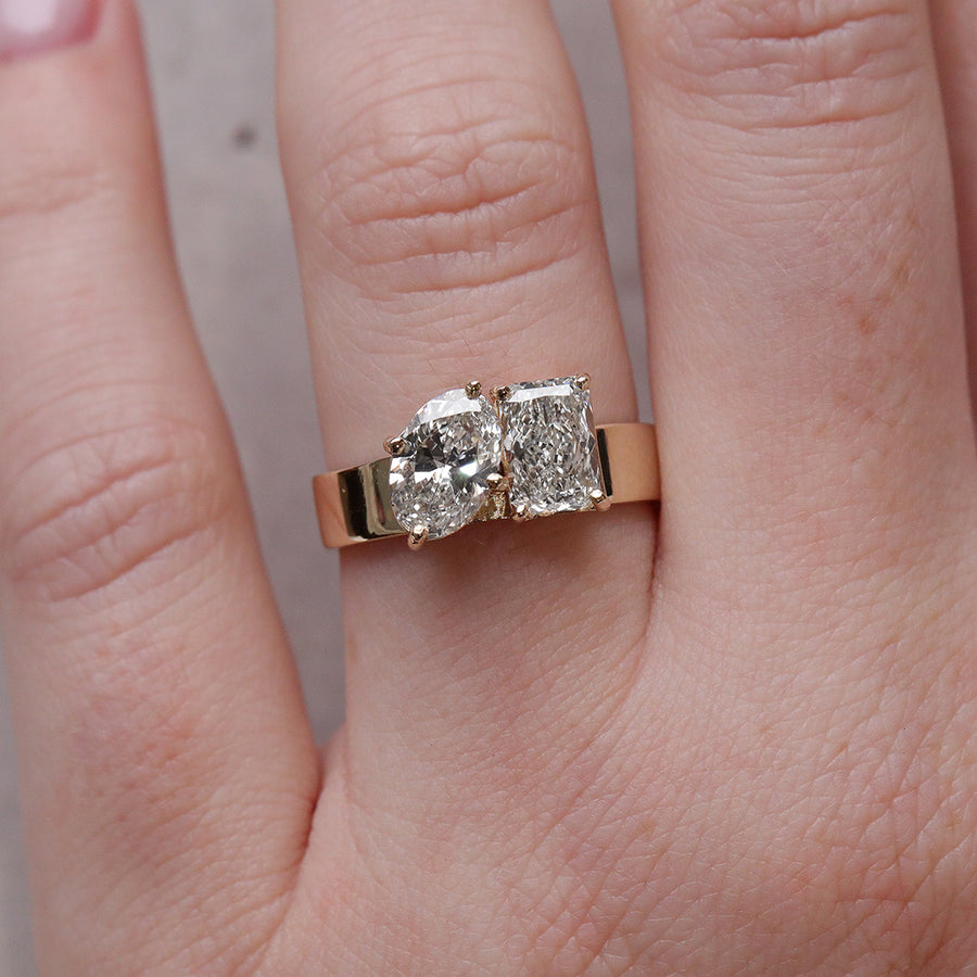 2.09ct Toi et Moi Oval & Radiant Diamond | One Of A Kind
