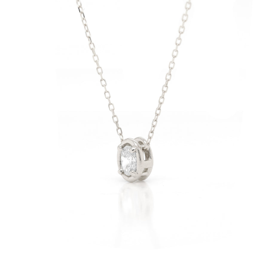 Oval Slider Necklace | Medium Diamond