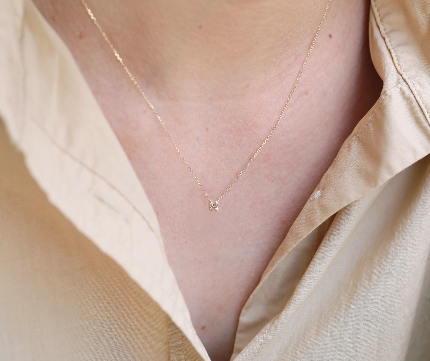 Diamond Letter Necklace | white diamond