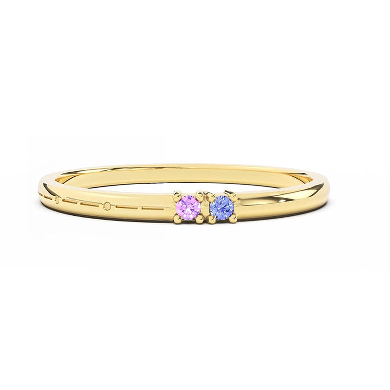 Engraved Morse Code Ring II | Two Birthstone