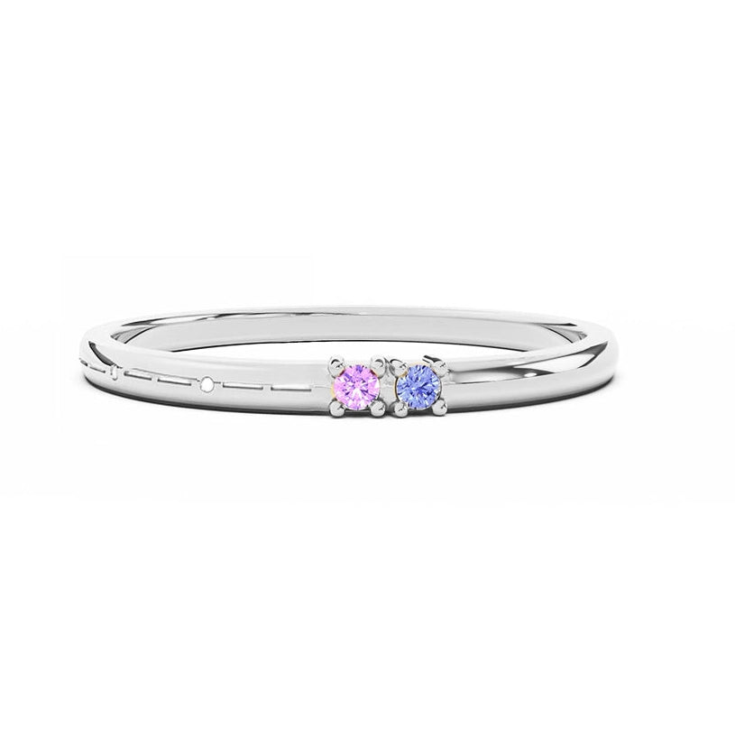 Engraved Morse Code Ring | Two Birthstone