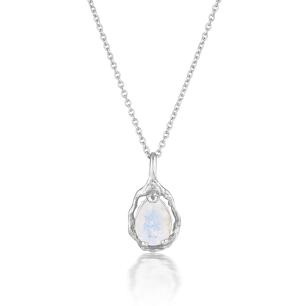 Pear Halo necklace | Moonstone