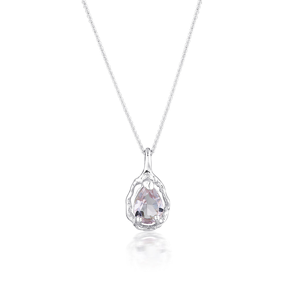Pear Halo necklace | Pink Amethyst