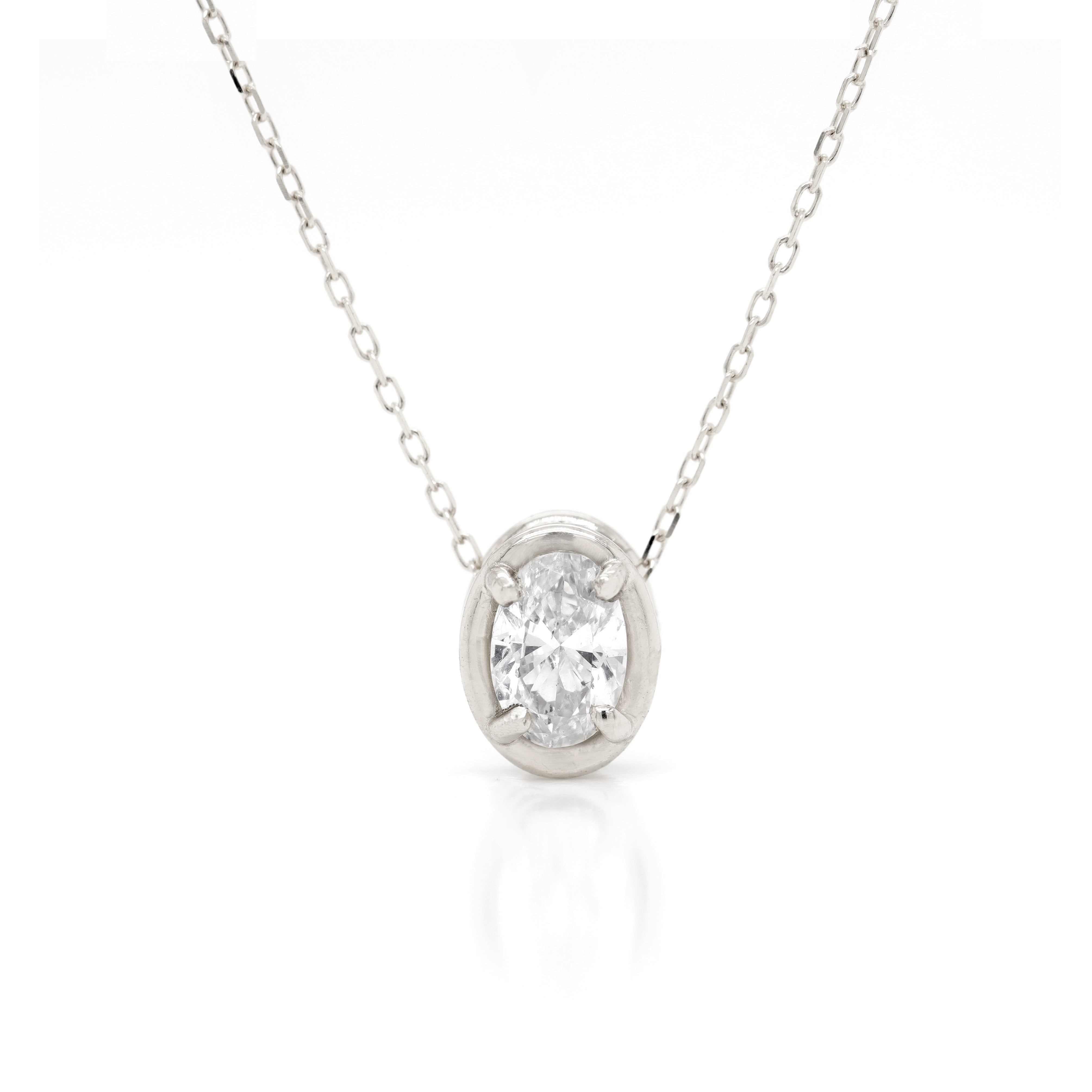 Oval Slider Necklace | Large Diamond