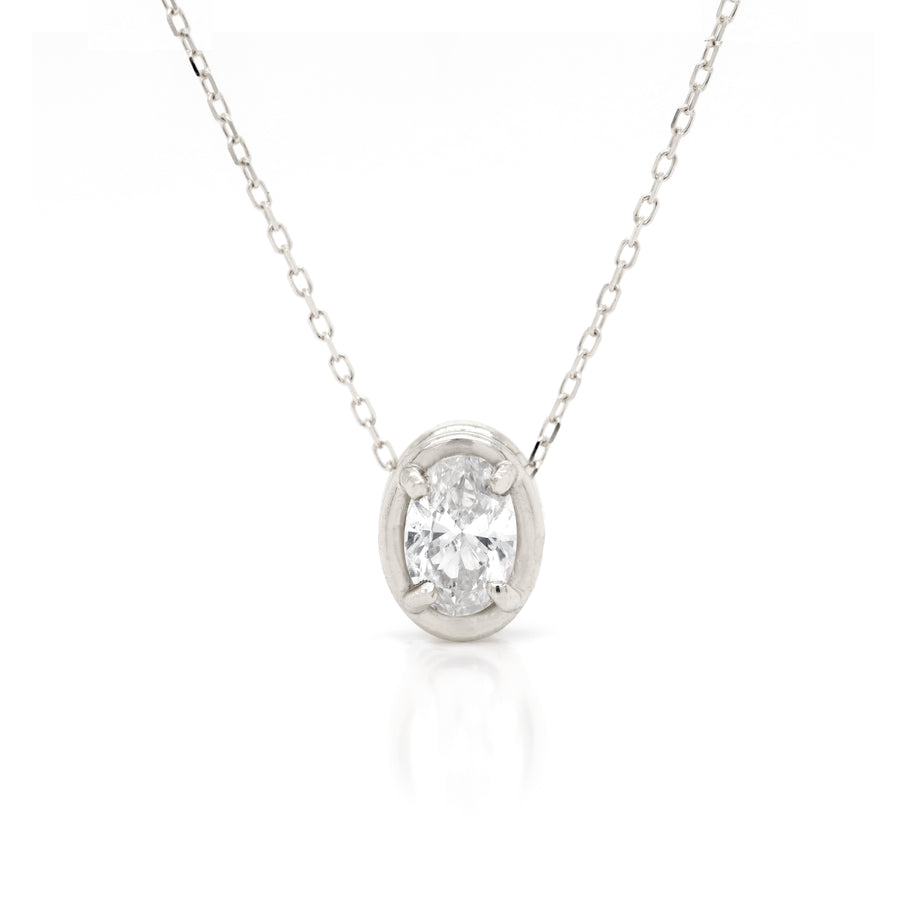 Oval Slider Necklace | Large Diamond