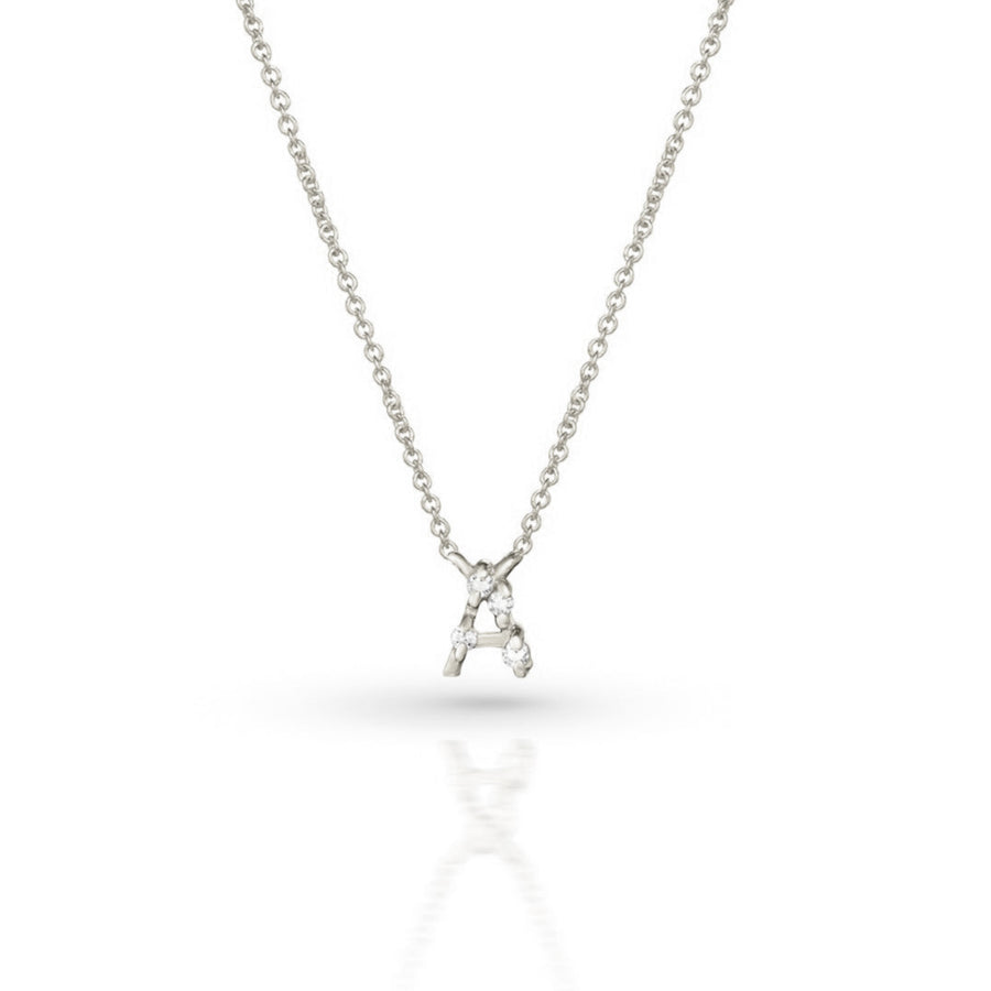 Diamond Letter Necklace | white diamond