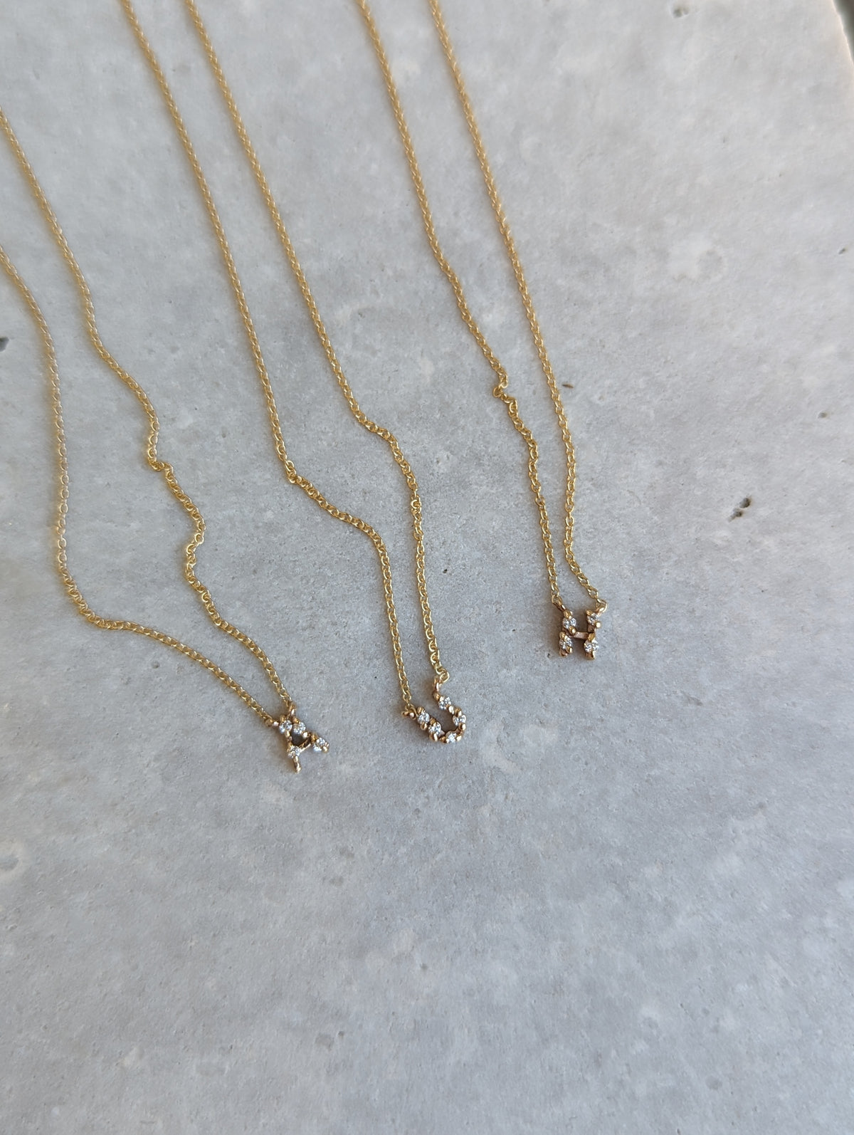 Diamond Letter Necklace | white diamond