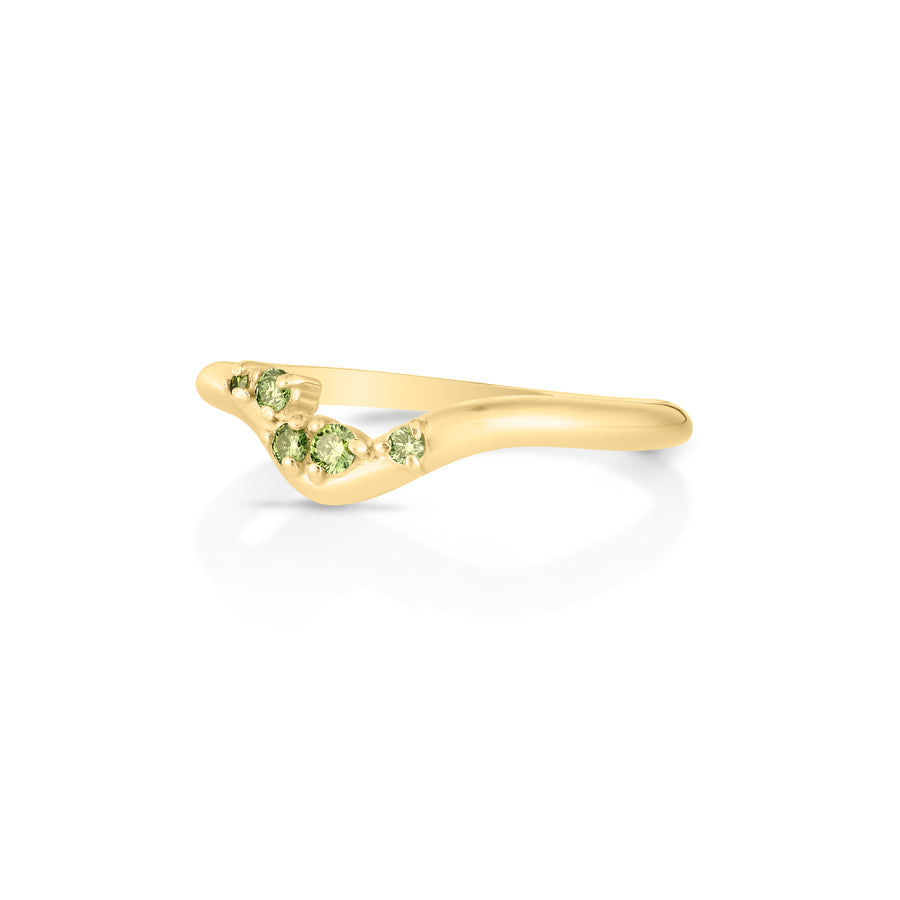 Poe Ring II | green diamonds