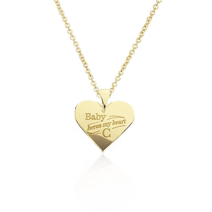 Baby Here's My Heart Necklace II | Engraved Initial