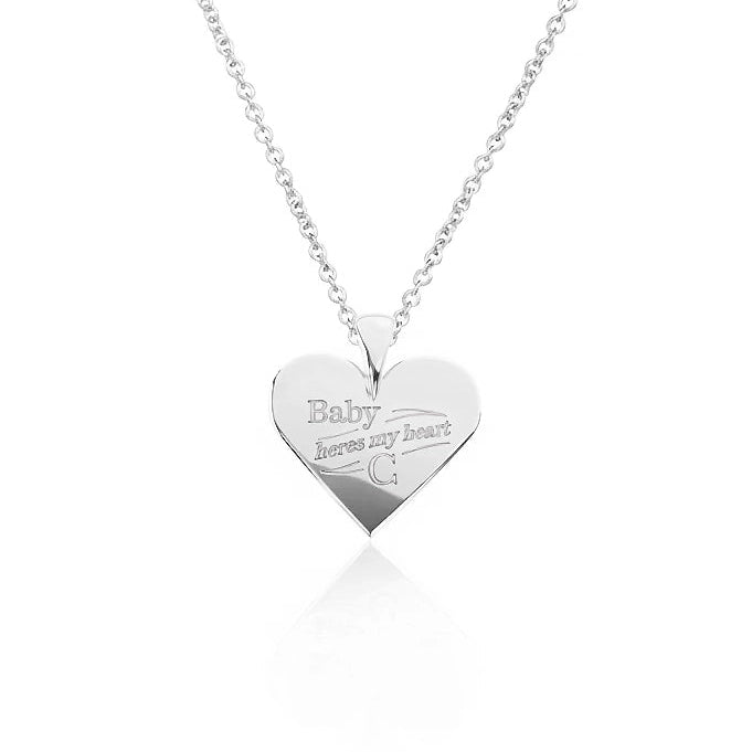 Baby Here's My Heart Necklace | Engraved Initial