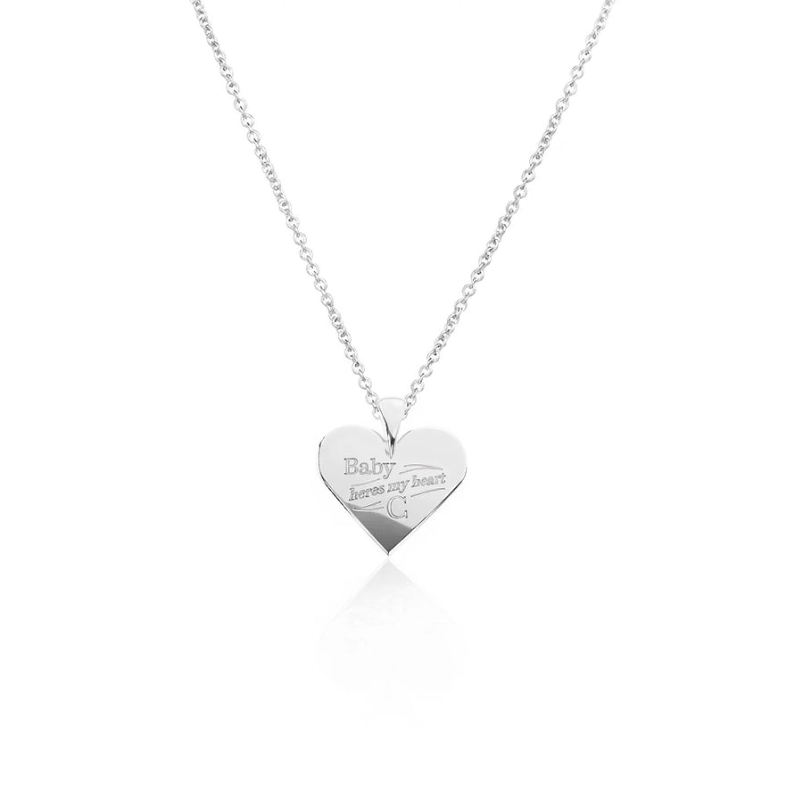 Baby Here's My Heart Necklace | Engraved Initial