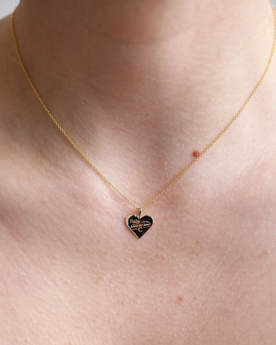 Baby Here's My Heart Necklace II | Engraved Initial