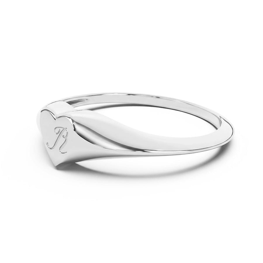 Petite Heart Signet | Engraved Initial
