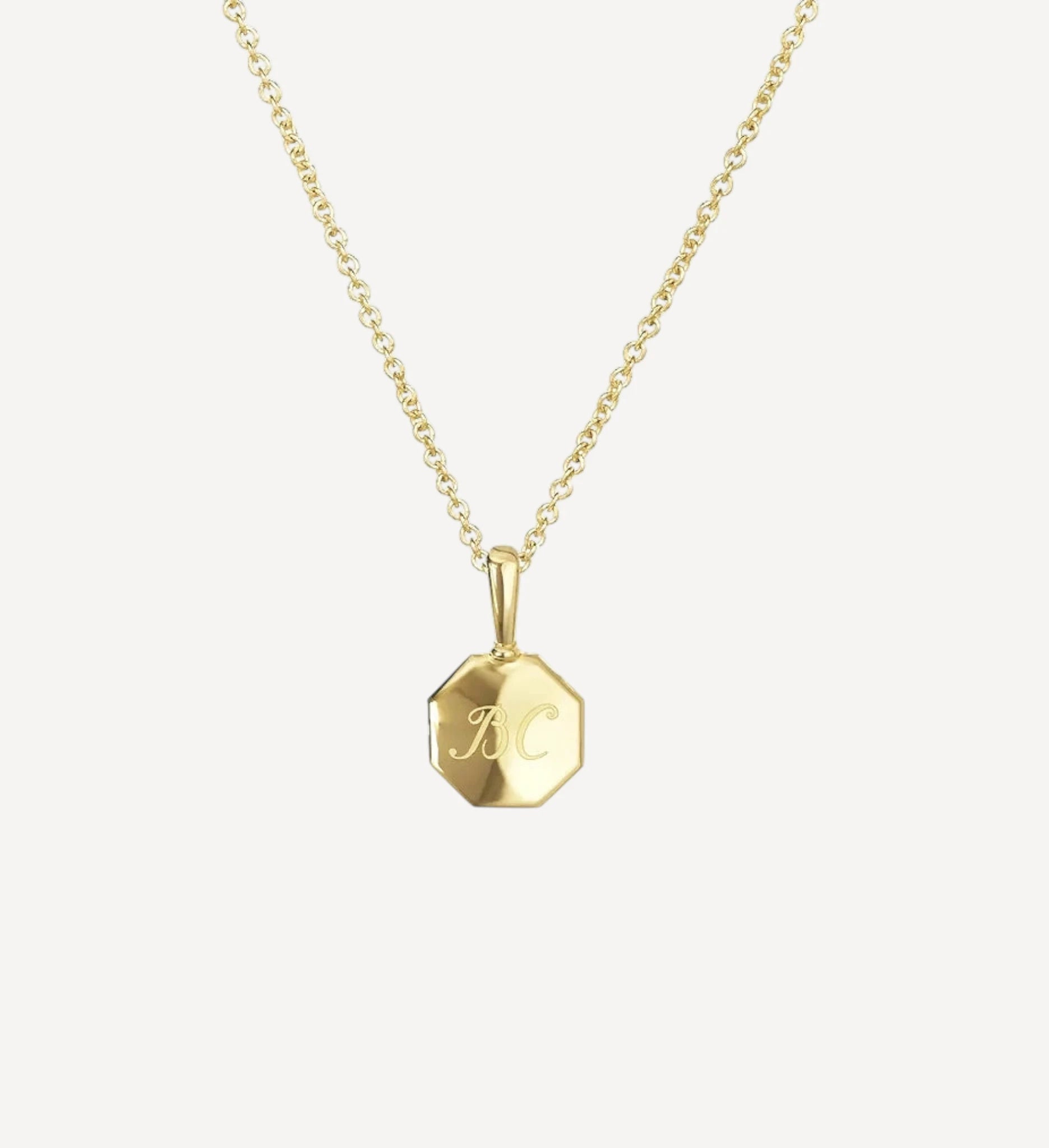 Signature Initial Necklace | Engraved Octagon